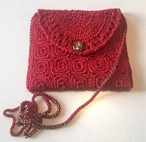 red crochet bag