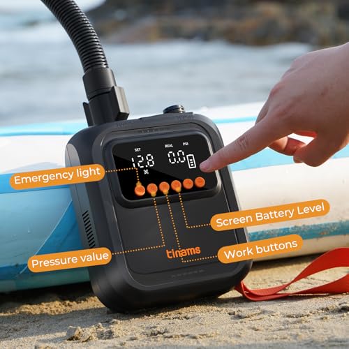 20 PSI High-Pressure Electric SUP Pump with 13500mAh Rechargeable Battery, 12V Car-Powered Ultra-Lightweight Air Pump for Paddle Boards, Kayaks, Inflatables
