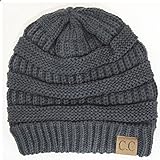 Thick Slouchy Knit Oversized Beanie Cap Hat,One Size,Dark Grey