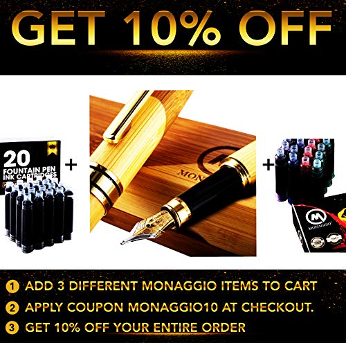 Luxury Black Fountain Pen with Beautiful Case Set, Medium Silver Nib and Refillable Converter. Perfect Calligraphy Pens to Make Your Point. Works Smoothly with International Disposable Ink Cartridges - Thumbnail 7