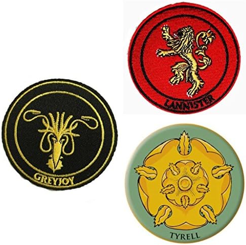 Game of Thrones House Grey Joy, Lannister, and Tyrell Crest Patch Gift Sets