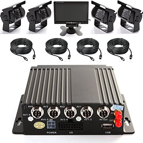 Wen&Cheng 4CH Mobile AHD DVR 3G GPS Realtime Video/Audio Recorder with Remote Control + 4 pcs Waterproof 18 IR LED HD Camera + 7