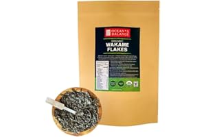 OCEAN'S BALANCE CLEAN TASTE OF MAINE Ocean’s Balance Organic Wakame Flakes - Maine Coast Seaweed - Atlantic Ocean Sea Vegetables, Perfect for Keto Diet, Paleo Diet, Vegetarian Lifestyle or Vegan Diet - Gluten Free - 16oz Bag
