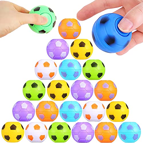 32 PCS Mini Fidget Spinners Soccer Ball Toys for Kids, Soccer Party Favors Goodie Bag Stuffers, Rotatable Soccer Finger