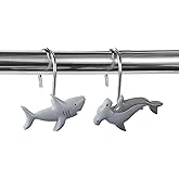 LLYSTTDS Shark Shower Curtain Hooks 12pcs Decorative Shower Curtain Hangers Heavy Duty Metal Shower Rings Cute Bathroom Decor Accessories for Bathroom Baby Room Bedroom Living Room Decor