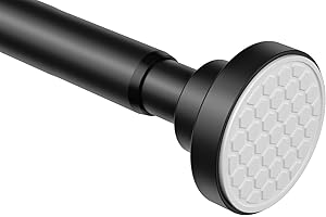 Zipglo Shower Curtain Rod 43-73 Inch Tension Curtain Rods No Drilling，Non-Slip Black Shower Curtain Rods Spring Tension 1" Diameter Adjustable Shower Rod Tension Shower Rods For Bathroom Window