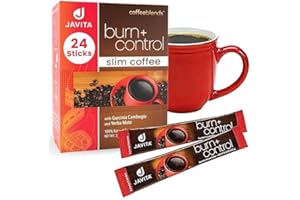 Javita Burn + Control Instant Coffee – Smooth Arabica, Robusta Blend with Garcinia & Yerba Mate – Supports Metabolism & Daily Energy – Convenient Slim-Style Coffee Mix (1 box/24 serv.)