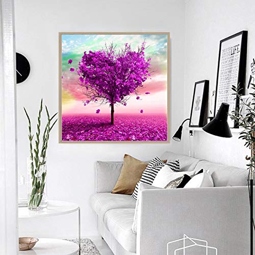 millet16zjh Diamond Painting,35x35cm Love Heart Tree Cross Stitch Craft DIY Full Round Diamond Painting Decor - Thumbnail 2