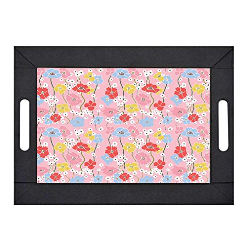 Rikki Knight Pink Floral Wallpaper PU Lay Flat Foldable Design Serving Tray - Thumbnail 3