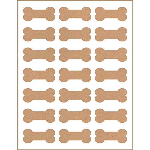 105 Printable Dog Bone Labels, 2.4" x 1.1" Inches, Kraft