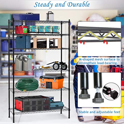 Dkeli Metal Wire Shelving Unit NSF Heavy Duty 6Tier Height Adjustable