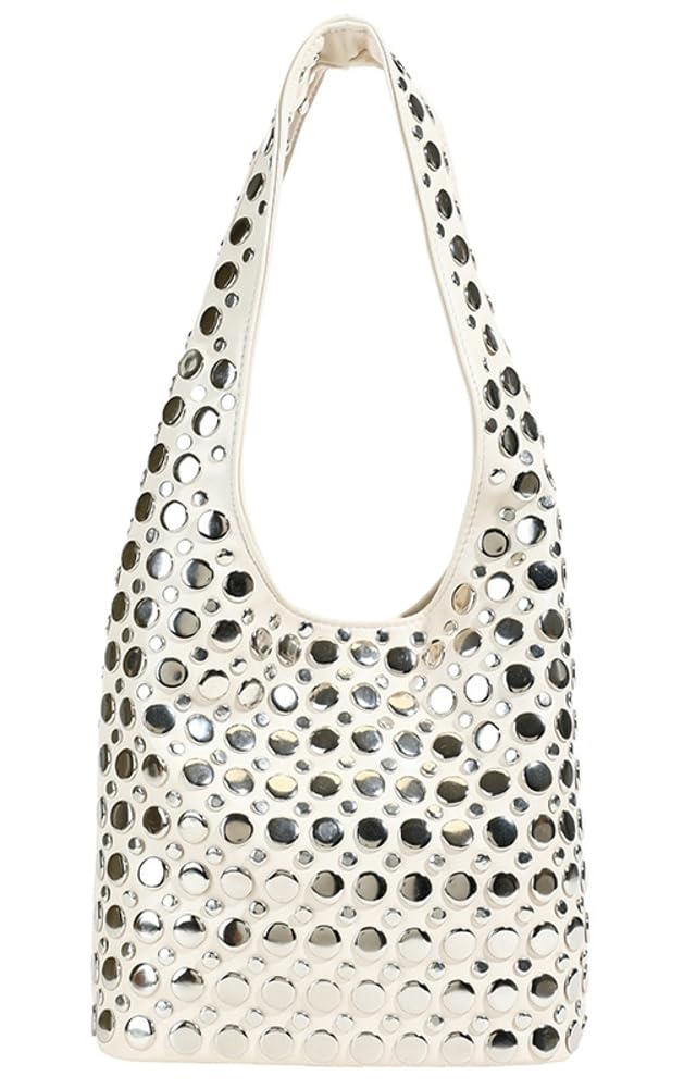 Photo 1 of Women's Studded Shoulder Bag Soft PU Leather Y2k 90s Punk Tote Bags Streetwear Underarm Purse Top-handle Hobo Handbag