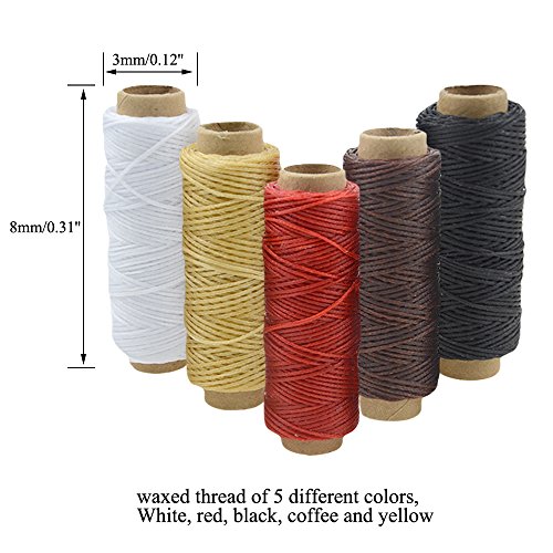 XLX 25PCS Leather Craft Hand Tool Kit Hand Stitching Sewing Tool Handy Stitching Needle Waxed Tread Awl Groover Kit for DIY Leather Stitching Craftwork Accessory