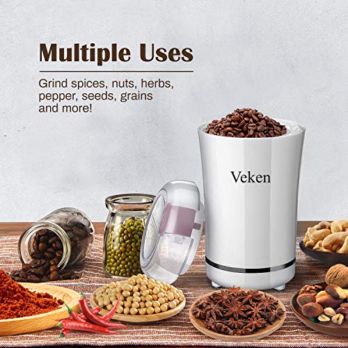 Veken Coffee Grinder Electric Spice & Nut Grinder with Stainless Steel