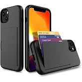 FDTCYDS for iPhone 13 mini Case with Card Holder,Credit Card Slot Protective Wallet Case - Black