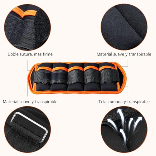 Wodoso Pesas Ajustables para Tobillos 1 par 2 4 6 8 10 Libras Correas de Peso para piernas para Mujeres y Hombres