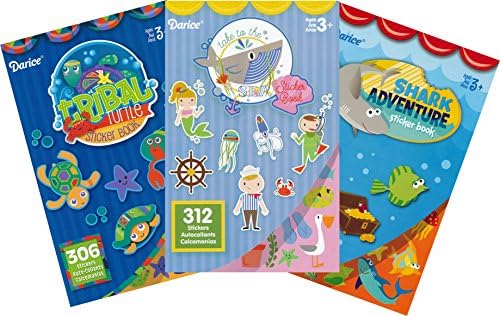 Ocean Adventures Assorted Sticker Books for Kids - 3 Books and over 900 Stickers