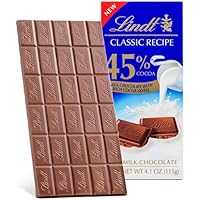 Lindt Classic Recipe Milk Chocolate bar With 45% Cocoa, Gluten Free, Great for Holiday Gifting, 4.1 Oz, 12Coun