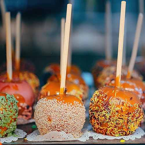 HANSGO 280PCS Candy Apple Skewers Bulk, Bamboo Sticks 8Inch Semi-point Sticks Corn Dog Sticks Lollipop Sticks Sausage Meat Fruit Chocolate Fountain Skewers