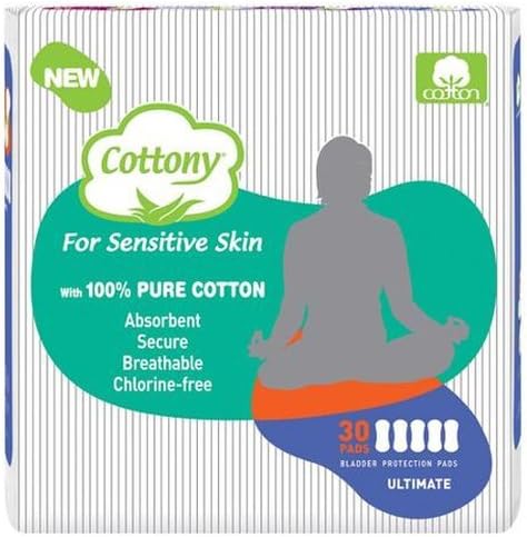 Cottony Cotton for Sensitive Skin Incontinence Pads, Ultimate, 30 Count (Pack of 4)