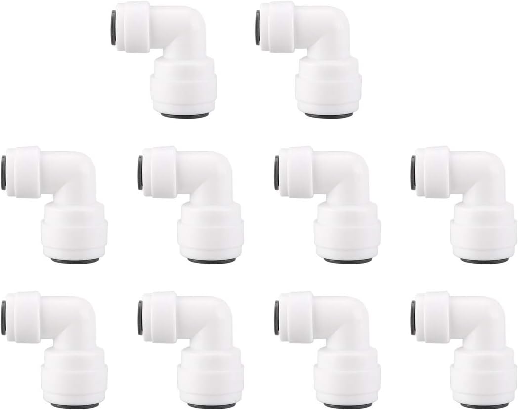 Sourcing Map 10pcs 1/4 Inch to 3/8 Inch Quick Connect Tube Fittings for RO Systems, Copper, 10 Pcs