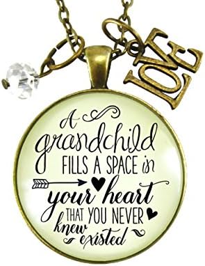 Gutsy Goodness Grandmother Necklace Grandchild Fills Heart Grandma Jewelry Gift 24"