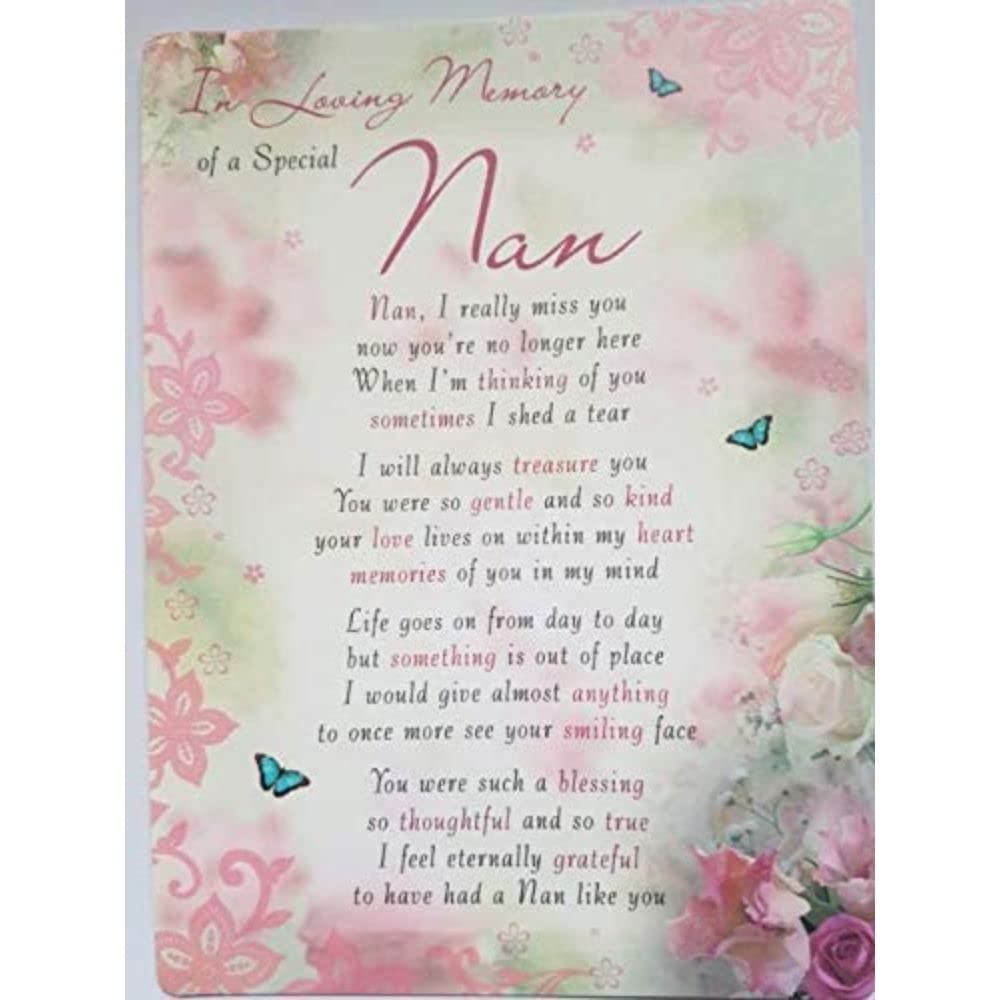 Special Thoughts Loving Memory Open Graveside Memorial Card - Special Nan 6.5" x 4.75"