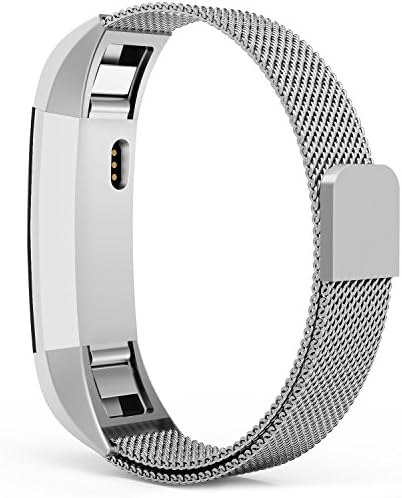 Fitbit Alta Bands, Fitbit Alta HR Bands, Milanese Loop Stainless Steel Metal Replacement Wristbands Straps, Bracelet Accessories Band with Unique Magnetic Closure Clasp, Silver, Black, Gold