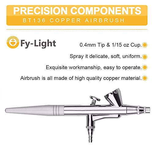 Airbrush Makeup Kit, Fy-light Cosmetic Makeup Airbrush and Compressor System for Face, Nail, Temporary Tattoos, Cake Decorating (Pink)