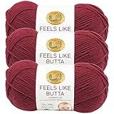 (3 Pack) Lion Brand Yarn 215-138A Feels Like Butta Yarn, Cranberry
