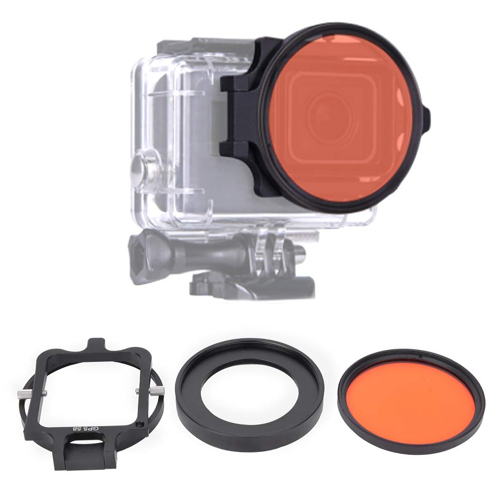 Camera Red Filter Professional Optical Glass Underwater Diving 58mm Red Filter with 16X Macro Lens for Gopro5 Action Camera