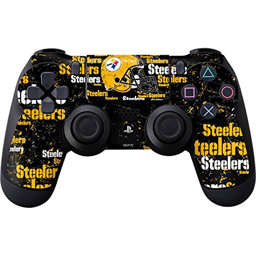 Skinit NFL Pittsburgh Steelers PS4 Controller Skin - Pittsburgh Steelers - Blast Dark Design - Ultra Thin, Lightweight Vinyl Decal Protection