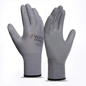 FWPP GP003003XL6 Gray PU Coated Antistatic Work Gloves Construction Gloves Pack of 6Pairs Extra Large