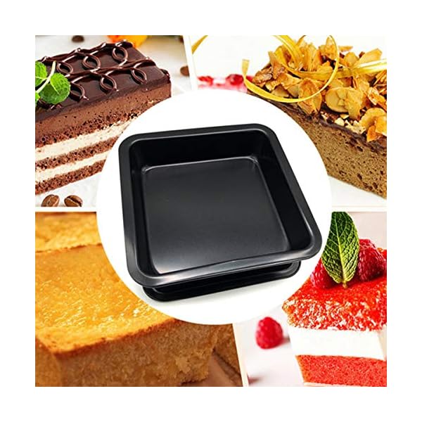 Bekith-4-Pack-20-CM-8-Inch-Square-Cake-Pan-Non-Stick-Bakeware-Carbon-Steel-Toast-Mold-Baking-Tray-for-Cakes-FDA-Approved-Black Bekith 4 Pack 20 CM (8 Inch) Square Cake Pan, Non-Stick Bakeware Carbon Steel Toast Mold Baking Tray for Cakes, FDA…