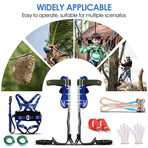 Hlieeosfcn Tree Climbing Spikes Set, Claw Pruning Tree Climbing Equipment,Tree Climbing Spikes Adjustable Height,With Adjustable Safety Harness Belt