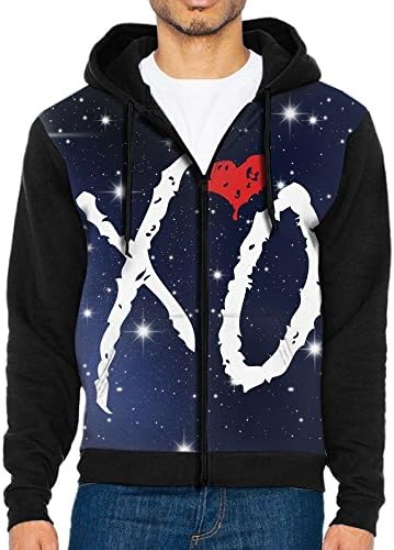 XO The Weeknd Heart Men's Lightweight Long Sleeve Raglan Hoodie Zip up Sportswear Jackets
