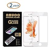 iPhone 7 Plus Screen Protector , Amuoc 2 pack iPhone 7 plus 3D Full Coverage Tempered Glass Screen Protector (White)