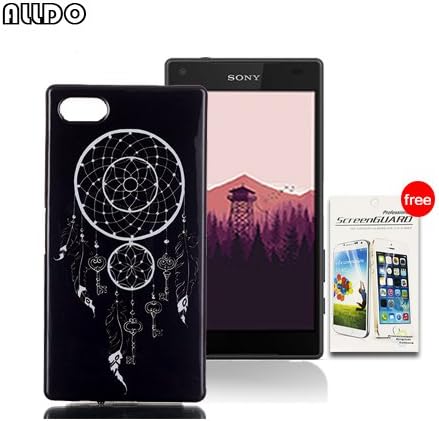 AllDo Black Style Case for Sony Xperia Z5 Compact Soft TPU Silicone Cover Simple Design Mobile Phone Skin Flexible Slim Case (Free Gift:1*Screen Protector) - Dream Catcher