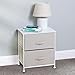 mDesign Night Stand/End Table Storage Tower - Sturdy Steel Frame, Wood Top, Easy Pull Fabric Bins - Organizer Unit for Bedroom, Hallway, Entryway, Closets - Chevron Zig-Zag Print - 2 Drawers - Taupe