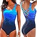 Upopby Women's Athletic Crisscross Printed One Piece Swimsuits Padded Swimwear Bathing Suits