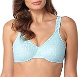 Olga Women's Women's Sheer Leaves Minimizer Bra Bra, Aqua rain, 40DD