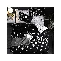 haleysmall Bedding Set King Duvet Cover Sets 3Pcs Marble Single Swallow Queen Size Black Comforter Bed Linens Cotton 200X200,Swallow,Cover 150X200Cm 3Pcs