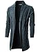 Ohoo Mens Long Sleeve Draped Open Front Shawl Collar Longline Cardigan