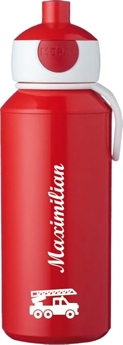 Trinkflasche mit Wunschmotiv und Namen personalisierbar,, Pop-up, auslaufsicher (rot)