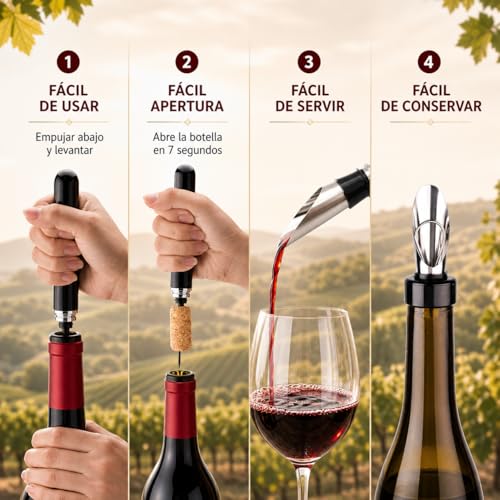 Professional Air Pressure Corkscrew with Integrated Foil Cutter | Wine Opener and Pen Type Bottle Opener | Elegant Bottle Opener for Wine Bar (Black Pack 1)