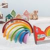 king do way Educational Toy Building Blocks, Wooden Rainbow for Learning, Puzzle Toy Geometry Bricks (Rainbow)