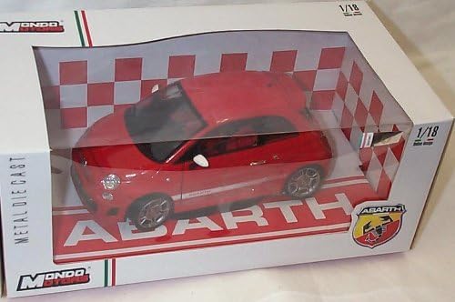 mondo motors 500 fiat abarth car in red 1.18 scale diecast model by Mondo Motors