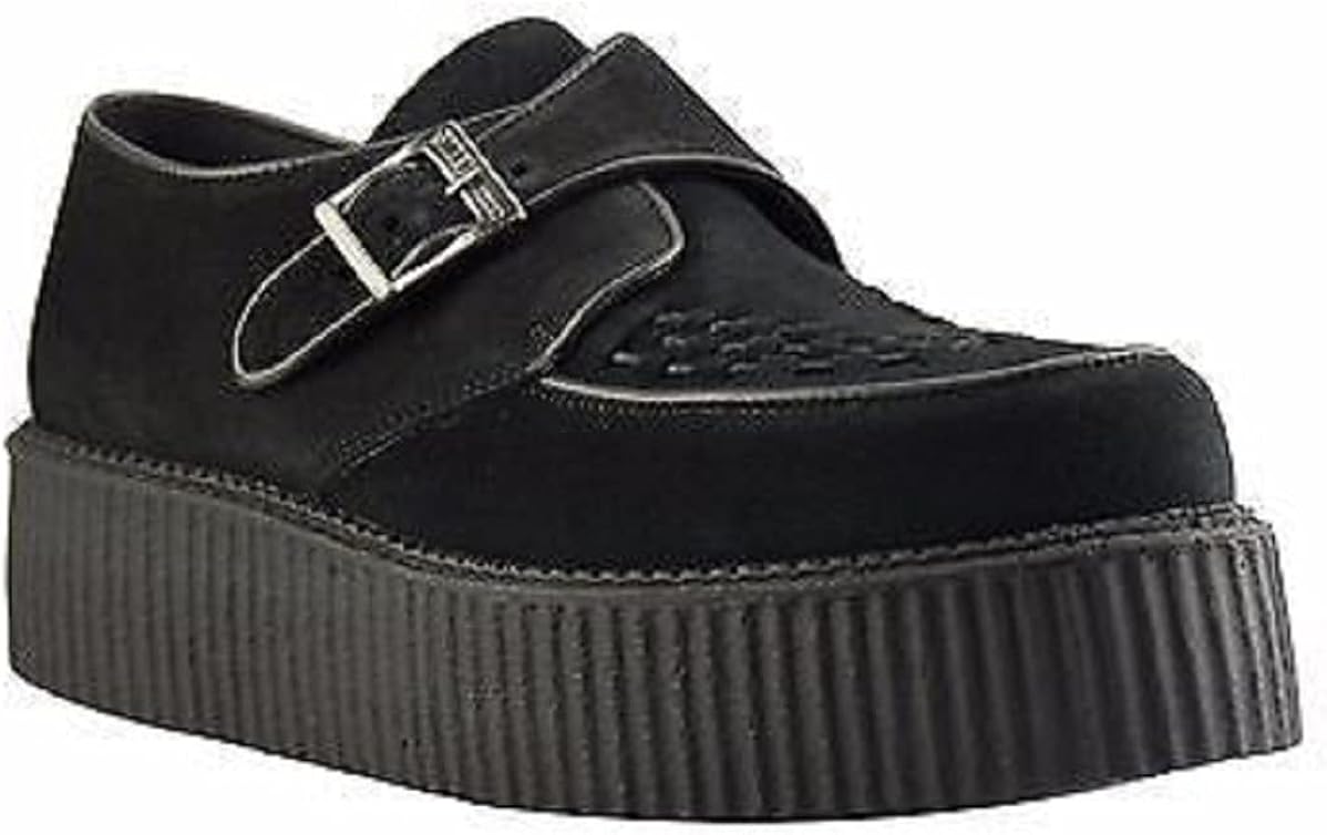 Steel Ground Shoes Black Suede Creepers High Sole Buckle