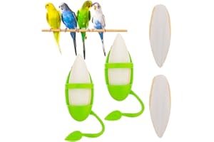 DQITJ 2 Pcs Cuttlebone Holder for Bird Cage - Bowl Stand Food Holder with 4 Pcs Cuttlebone for Parrot, Budgie, Conure (4.7-5.5 inch)