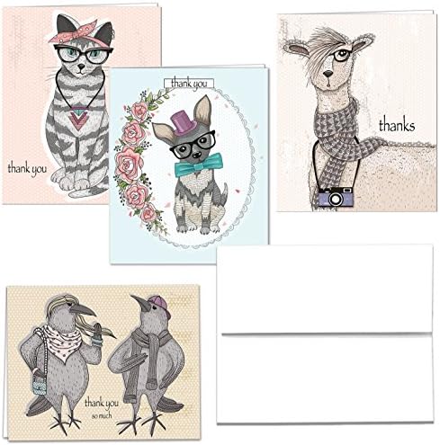 12 Thank You Cards With Envelopes - Blank on the Inside - 4 Designs - Notes For All Occasions - By PITANGO